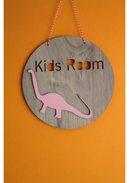 Emtory Home  Dekoratif Kids Room Pembe Dinozorlu Lake Çocuk Odası Kapı & Duvar Süsü