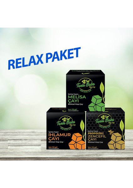 Relax Paketi Bitki Çayı (Melisa, Propolisli Zencefil, Ihlamur) 3X170 gr