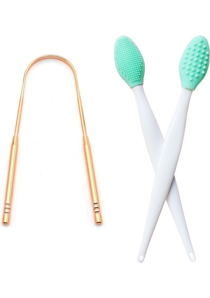 Çift Taraflı Silikon Siyah Nokta Temizleyici ve Dil Temizleyici 2li Set