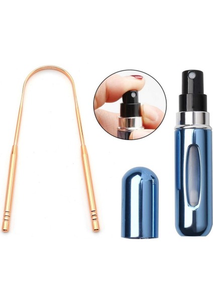 2li Set Dil Temizleyici Paslanmaz Çelik ve Doldurulabilir Alüminyum Cep Boy Parfüm Şişesi 5 ml