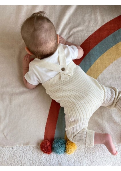 Organik Ince Bebek Triko Battaniye Rain-Pompom indirimleri