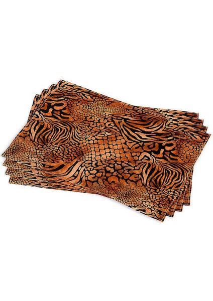 Kahverengi Turuncu Zebra Leopar Desenli Dijital Baskı Amerikan Servisi 4lü Set Cgh350-As