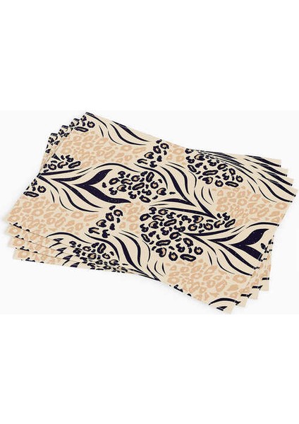 Kahverengi Siyah Leopar Desenli Dijital Baskı Amerikan Servisi 4lü Set Cgh347-As