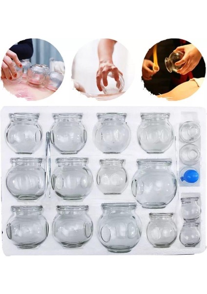 Cam Masaj Kupa Seti 16 Adet