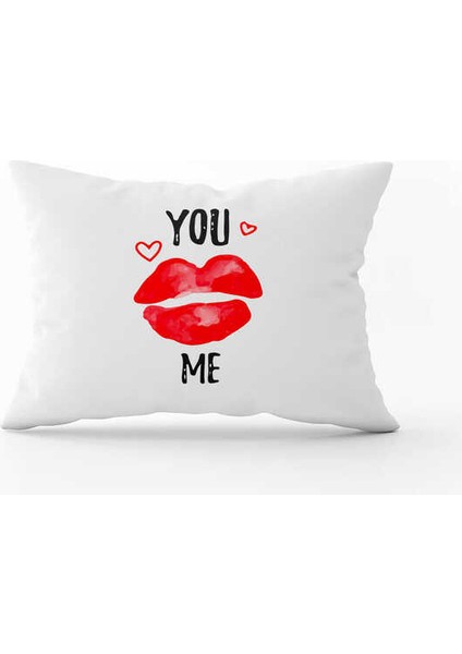 Beyaz Kırmızı Modern Sevgililer Günü Temalı Dijital Baskılı Kırlent Kılıfı Cgh980-3550 Çift Tarafı Baskılı
