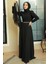 Tesettürlü Abiye Elbise - Drape Detaylı Siyah Tesettür Abiye Elbise 5737S 2