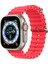 Apple Watch 3 Ile Uyumlu Okyanus Quintessential 42-44MM Kabartmalı Metal Tokalı Kordon Kırmızı 1