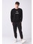Erkek Siyah Oversize Fit Bisiklet Yaka Baskılı Içi Yumuşak Tüylü Sweatshirt RF0202 1