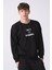 Erkek Siyah Oversize Fit Bisiklet Yaka Baskılı Içi Yumuşak Tüylü Sweatshirt RF0202 2