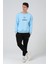 Erkek Açık Mavi Oversize Fit Bisiklet Yaka Baskılı Içi Yumuşak Tüylü Sweatshirt RF0202 4