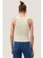 Kadın Kırık Beyaz Fitilli T-Shirt Halter Yaka Örme Atlet 4