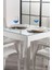 Rattan Masa 80X140 Beyaz Camlı Bahçe Balkon Teras Masası 2