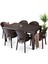 Rattan Masa Takımı 90X150 Camlı Masa 6 Kişilik Sandalye Seti Bahçe Balkon Teras Takımı 1