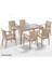 Rattan Masa Takımı 80X140 Camlı Masa 6 Kişilik Sandalye Seti Bahçe Balkon Teras Takımı 1