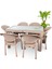 Rattan Masa Takımı 80X140 Camlı Masa 6 Kişilik Sandalye Seti Bahçe Balkon Teras Takımı 2