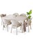 Rattan Masa Takımı 90X150 Camlı Masa 6 Kişilik Bambu Sandalye Seti Bahçe Balkon Teras Takımı Krem 1