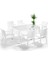 Rattan Masa Takımı 90x150 Camlı Masa 6 Kişilik Sandalye Seti Bahçe Balkon Teras Takımı 1