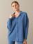 Kadın Mavi Regular Fit Düğmeli Triko Ceket 2