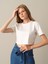 Kadın Beyaz Regular Fit Modal Basic Crop 1