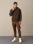 Erkek Kahverengi Oversize Basic Sweatshirt 3