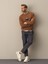 Erkek Camel Oversize Baskılı Sweatshirt 1