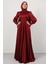 Beli Pileli Saten Abiye Bordo 3