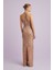 Rose Gold Halter Yaka Payetli Uzun Dar Kesim Abiye 2
