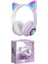 Kedi Kulaklık Işıklı Rgb Pembe Bluetooth Stn Oyuncu Mikrofonlu Cat Wireless Lila 1
