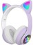 Kedi Kulaklık Işıklı Rgb Pembe Bluetooth Stn Oyuncu Mikrofonlu Cat Wireless Lila 2
