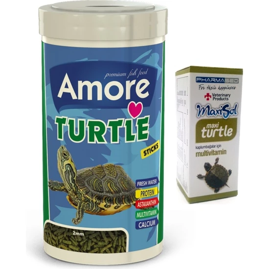 Amore Turtle Sticks 1000 ml Kutu Sürüngen, Kaplumbağa Yemi ve Vitamini