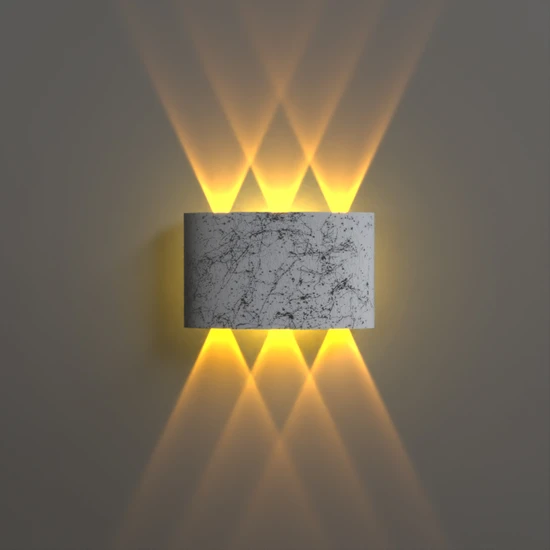 Full Reyon Uranüs Mermer Desen Kasa Amber Işık Ledli Dekoratif Işık Süzmeli Iç Dış Mekan Modern Aplik -Efes