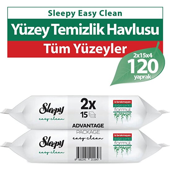 Sleepy Easy Clean Yüzey Temizlik Havlusu 8x15 (120 Yaprak)