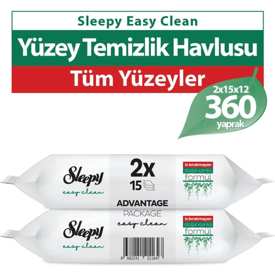 Sleepy Easy Clean Yüzey Temizlik Havlusu 24x15 (360 Yaprak)
