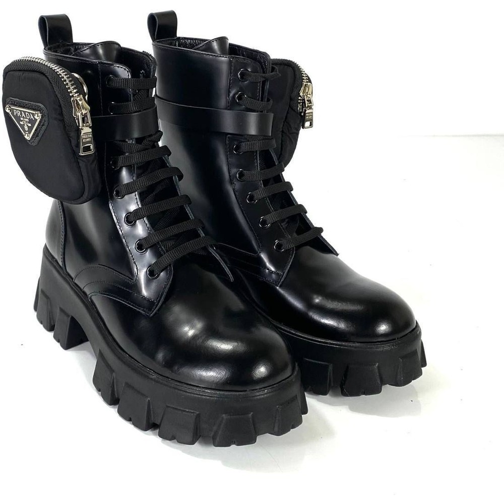 Passionis Prada Ankle Pouch Combat Boots Brushed Leather - Fiyatı