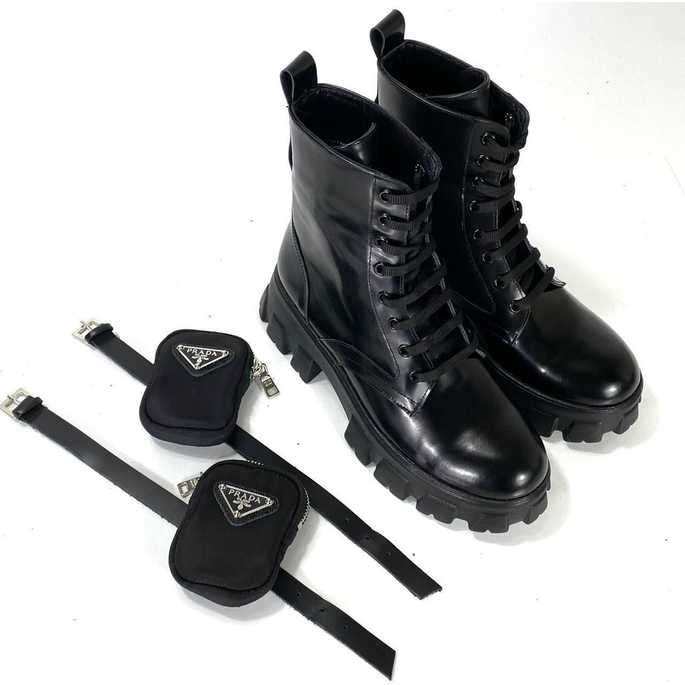 Passionis Prada Ankle Pouch Combat Boots Brushed Leather - Fiyatı