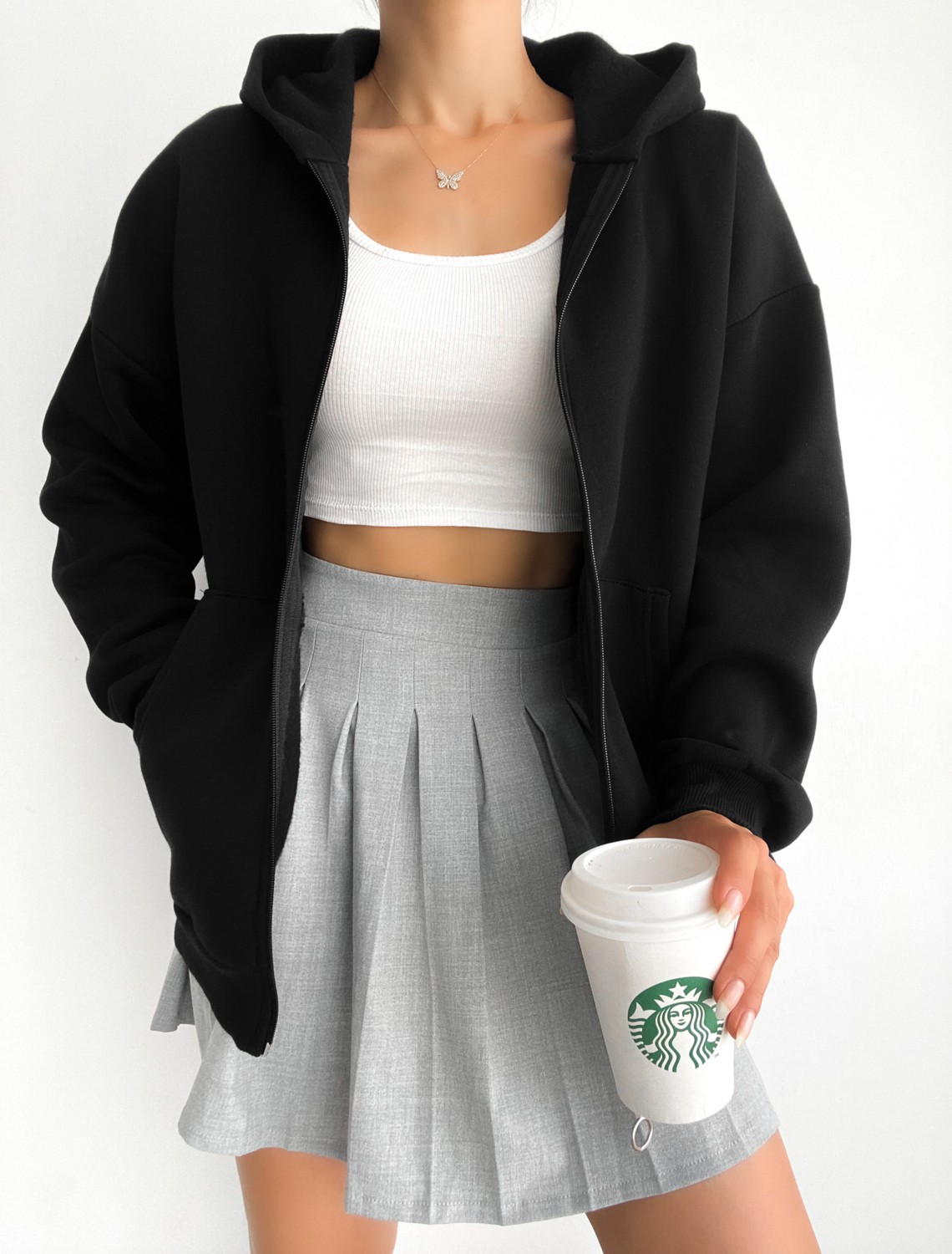 Bejna Kadın Oversize Fermuarlı Sweatshirt Hırka