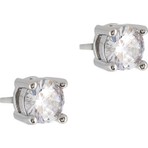 Merano Design 5mm Beyaz Tek Taş Küpe Rodyum Kaplama Kristal Taşlı Kadınlar İçin Şık Tasarım