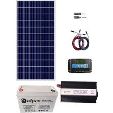 Lexron Alpex Bağ Evi Güneş Enerjisi Solar Paket SP165 170W Güneş Paneli 100AH Jel Akü 600W Inverter