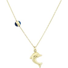 İryum 14 Ayar Altın Yunus Balığı Kolye