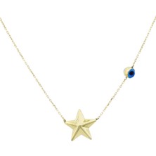 İryum 14 Ayar Altın Yıldız Kolye