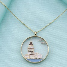 İryum 14 Ayar Altın Kız Kulesi Kolye