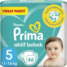 Prima Bebek Bezi Aktif Bebek 5 Numara 46 Adet Fırsat Paketi