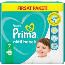 Prima Bebek Bezi Aktif Bebek 7 Numara 34 Adet Fırsat Paketi