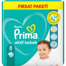 Prima Bebek Bezi Aktif Bebek 8 Numara 31 Adet Fırsat Paketi