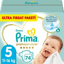 Prima Bebek Bezi Premium Care 5 Beden 74 Adet Junior Fırsat Paketi