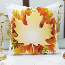 Körfez Kırlent Turuncu Büyük Yapraklı Sonbahar Temalı Dekoratif Kırlent Kılıfı