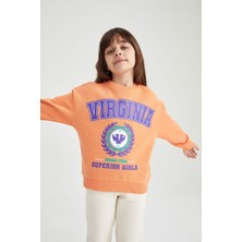 DeFacto Kız Çocuk Bisiklet Yaka İçi Yumuşak Tüylü Sweatshirt Y3880A622AU