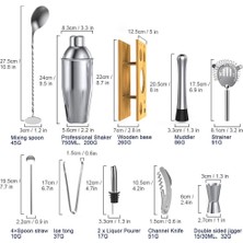 Boshun Foreign Trade Ev Bar Kullanımı Için 14'lü Kokteyl Seti Gümüş (Yurt Dışından)