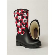 Sea & Blue Shoes Mickey Puantiye Baskılı Kırmızı Su Geçirmeyen Kız Çocuk Yağmur Çizmesi
