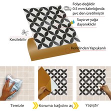 Tink Kendinden Yapışkanlı Yuvarlak Retro Desenli Pvc Karo 30X30 cm (4 Adet) 0,36 M2